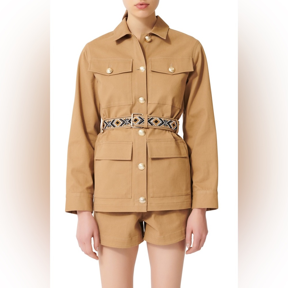 MAJE Gipure Beaded-Belt Jacket Size 40 (US L)
